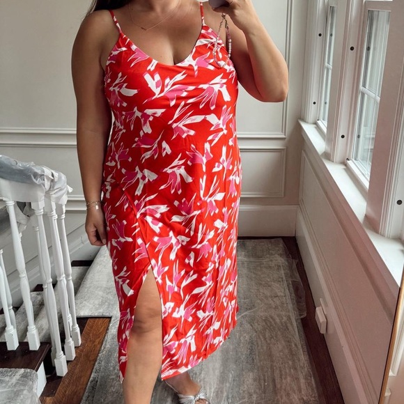 Scoop Women's Satin Midi Slip Dress with Side Slit - Picture 1 of 8